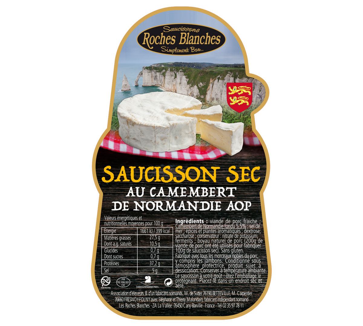 Etiquette Saucisson Camembert Normandie Roches-Blanches