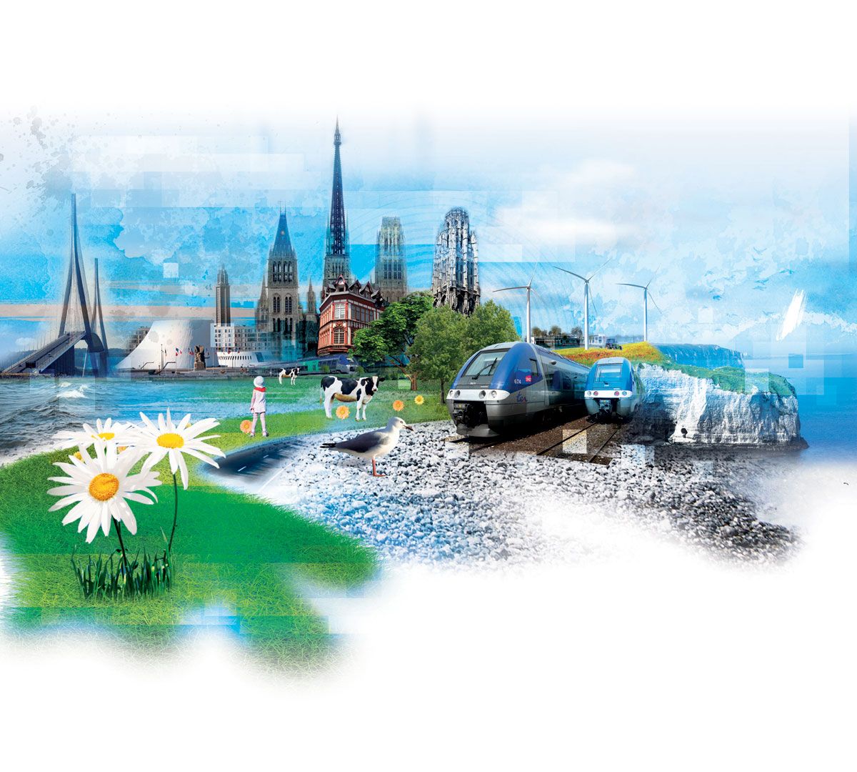 Montage sous Photoshop d'un visuel pour illustrer la Région Haute-Normandie Montage sous Photoshop d'un visuel pour illustrer la Région Haute-Normandie